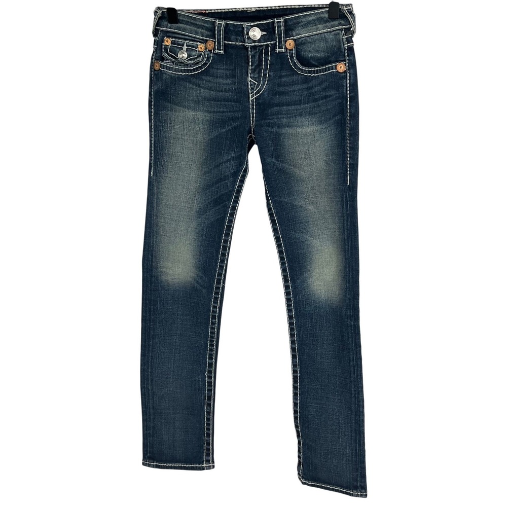 True Religion Girls Big‎ T Stitch Skinny Jeans Denim Blue Size 10